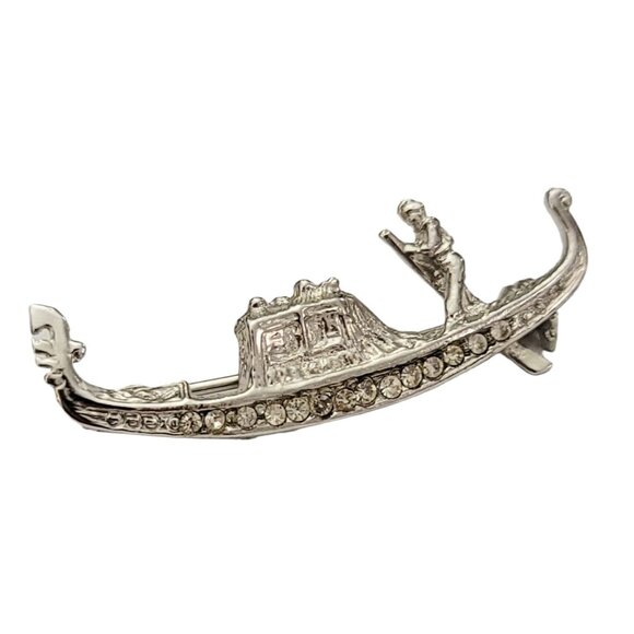 800 Sterling Silver Man in Boat Pin Brooch K644 - Picture 2 of 7
